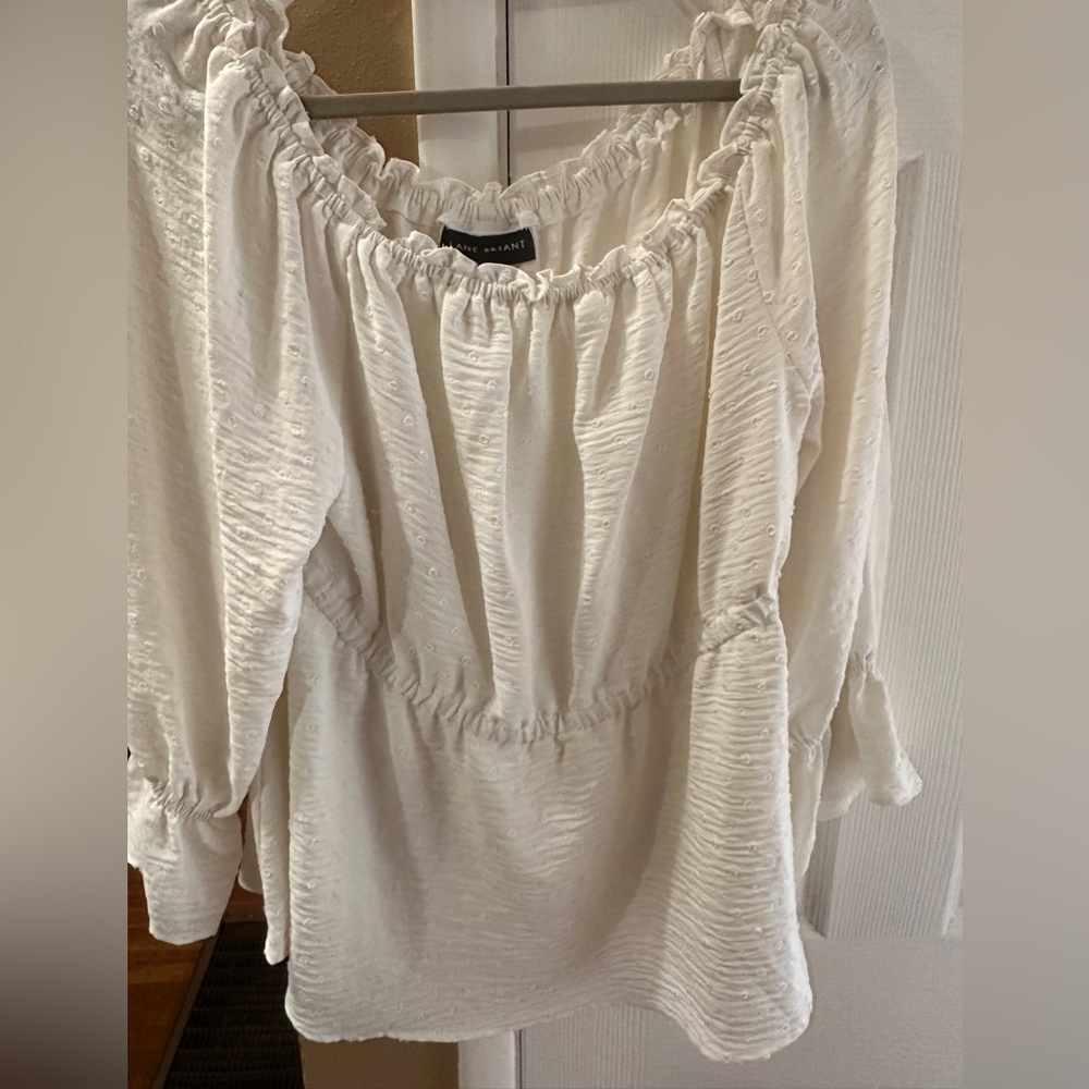 Lane Bryant Off-White Textured Blouse
Off the shoulder